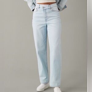 American Eagle Strigid Highest Waist Crossover Waist Baggy Jeans